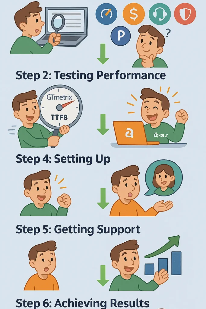 Live chat and support workflow for A2 Hosting Guru Crew, showing 24/7 access and Trustpilot reviews