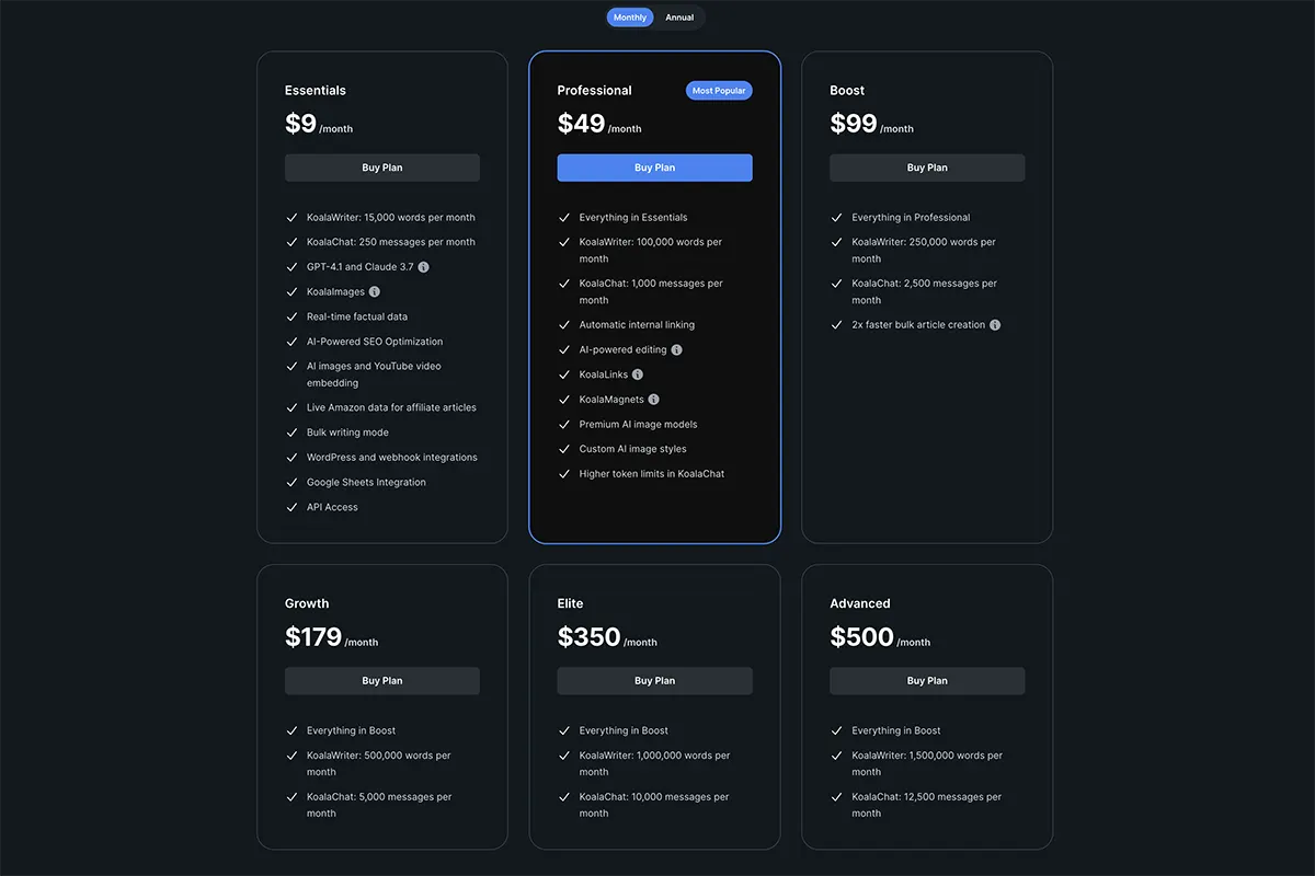 KoalaWriter Review Pricing