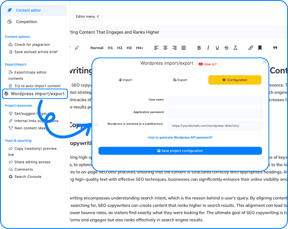 Import Export content to WordPress
