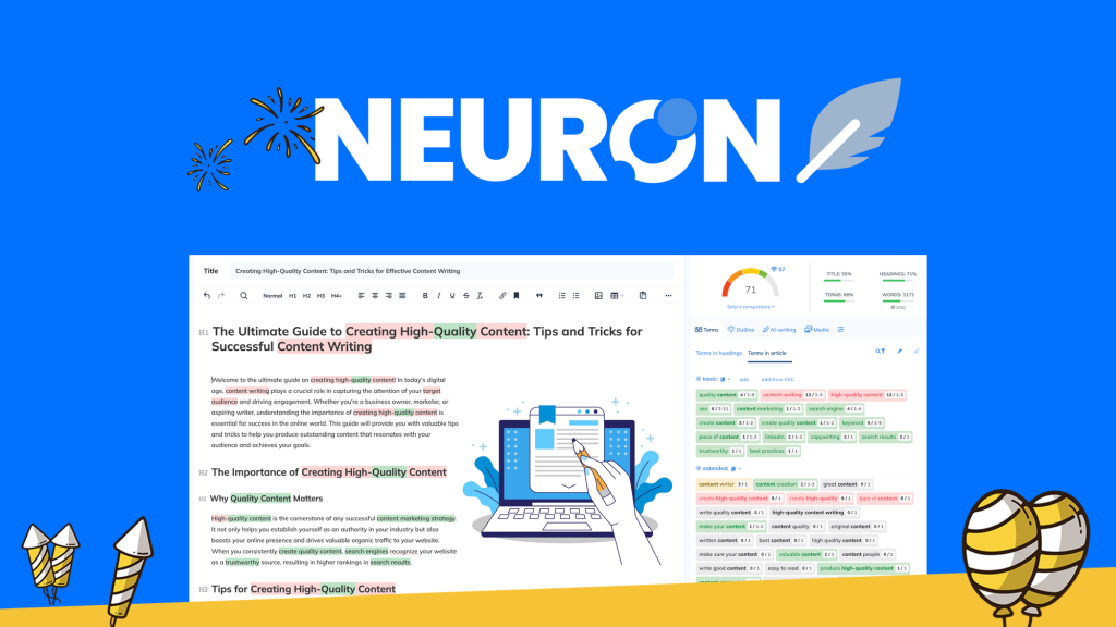 NeuronWriter - optimizing content for SEO.