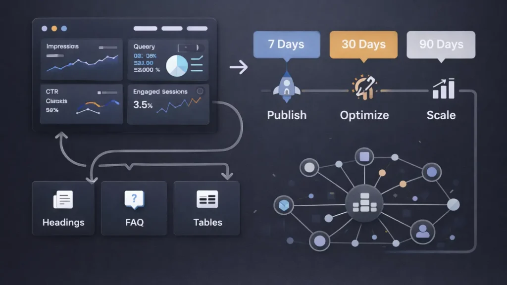 KPI loop + 7:30:90 timeline