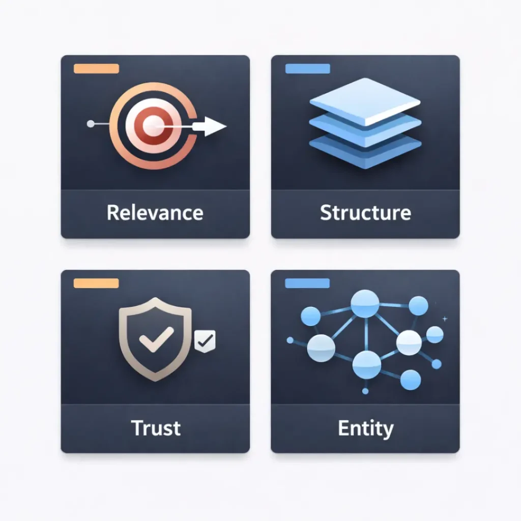 The AI-First SEO Model: Relevance, Structure, Trust, Entity